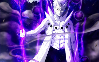 Alien swordman purple starry background - star and planets free wallpaper