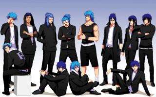 Anime characters black blue crossed - 2 d sprite free wallpaper