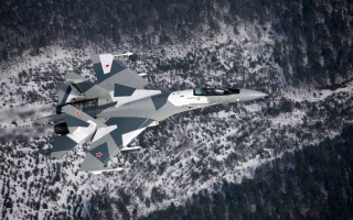 Fighter jet snowy forest backlit - a fighter free wallpaper