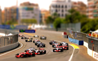 Racecars cityscape tiltshift blur bokeh - tilt shift free wallpaper