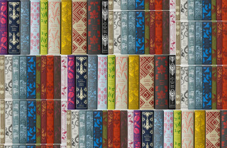 Colorful book wall designs variety - maximalist free wallpaper for desktop