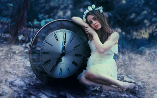 Woman field clock flower forest - a forest background free wallpaper