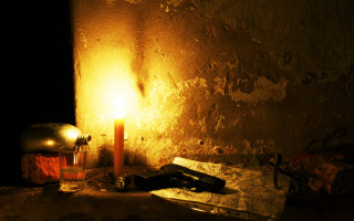 Candle table walllight stilllife burning - a table in a room free wallpaper for desktop