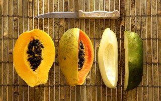 Knife papaya bamboo fruits neo - a bamboo mat free wallpaper