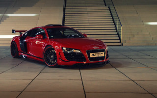 Red sports car staircase building - the top free wallpaper for desktop