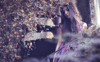 Woman dress umbrella tree building - an umbrella in front free wallpaper for desktop