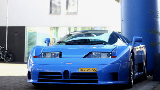 Blue sports car tiltshift bicycle - a bicycle free wallpaper