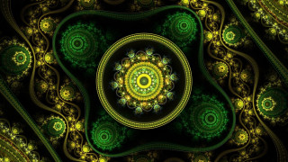 Green yellow pattern mandelbrot fractals - a circular design free wallpaper