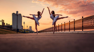 Sunset dance fence city people - elizabeth polunin free wallpaper