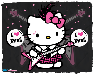 Hello kitty guitar punk starry - punk art free wallpaper