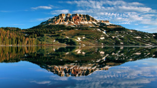 Mountain reflection trees water sky - the water and trees free wallpaper for desktop