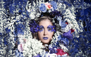 Blue makeup flower fashion photorealistic - makeup free wallpaper