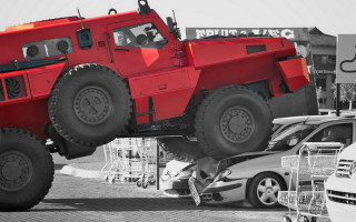 Red truck military automotive clock - action scene free wallpaper