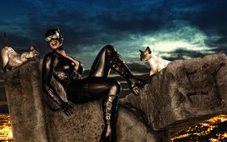 Cat suit galaxy night moon - a woman in a cat suit free wallpaper