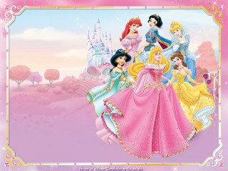 Princesses pink dress castle background 2 - a pink frame free wallpaper