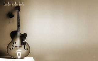 Guitar shelf room light coatrack - a shelf in a room free wallpaper