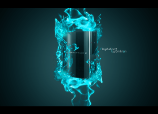 Blue flamed glass bottle black - the glass free wallpaper