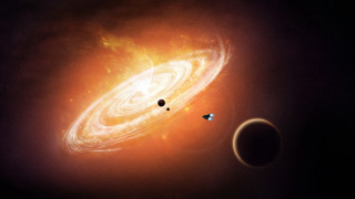 Blackhole gasring smallstar foreground starrysky - a black hole free wallpaper