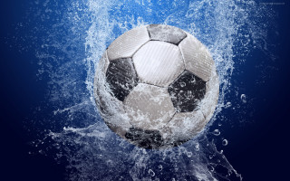 Soccer ball water splash photorealism - the ball free wallpaper