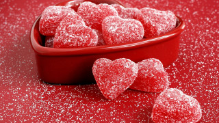 Red bowl heart sugars glittery - the floor free wallpaper
