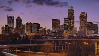 City skyline bridge highway mountain - cleve gray free wallpaper