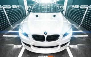 White car bright light hood 2 - headlight free wallpaper