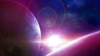 Space planet stars horizon moon - a space scene free wallpaper for desktop