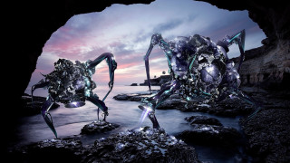 Surrealist biopunk androidjones glowing mecha - biopunk free wallpaper
