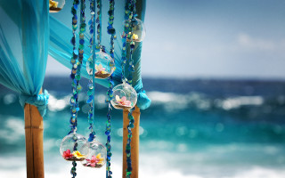 Beach curtains beads ocean sky - bruce munro free wallpaper