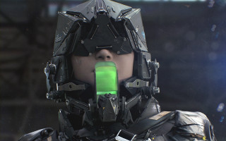 Futuristic woman green light helmet - cgstudio free wallpaper