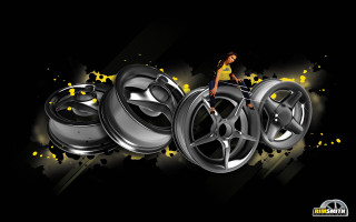 Woman walking tire black background - a tire free wallpaper