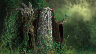 Fantasy man bird dragon forest - brian and wendy froud free wallpaper