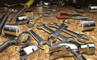 Tools on table arrangement variety - unreal engine 5 quality free wallpaper