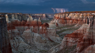 Cliff rocks lightning sky dramatic - dramatic lightning free wallpaper for desktop