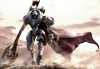 Knight giant axe hill sky - cloud behind free wallpaper