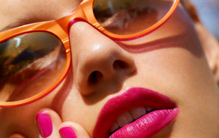 Woman pink nails orange glasses - her cheek free wallpaper for desktop