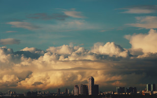 City skyline cloud plane dusk - the air above free wallpaper