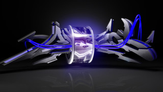 Futuristic polearm blue lights abstract - vray free wallpaper