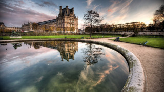 Paris school clock tower pond - a clock tower next free wallpaper