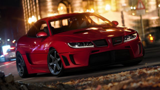 Red sports car night city 11 - the building free wallpaper