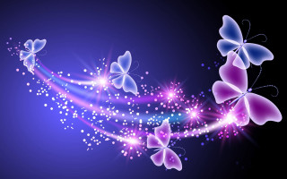 Purple butterflies stars magic realism - white dot free wallpaper