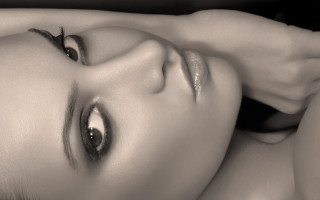 Woman lying closeup blackandwhite realistic - shaded free wallpaper