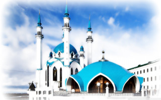 White blue building sky clouds - abram arkhipov free wallpaper