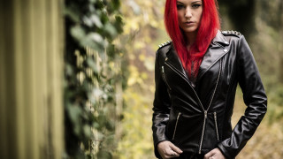 Redhair gothic leatherjacket portrait blurry - jacket free wallpaper for desktop