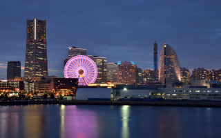 Ferriswheel cityscape night eastern architecture - a ferris free wallpaper