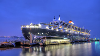 Cruise ship night cityscape bridge - night free wallpaper
