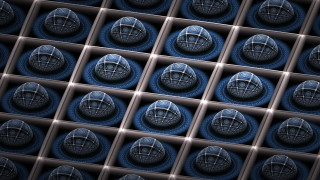 Blue silver squares holography raytrace - square free wallpaper for desktop