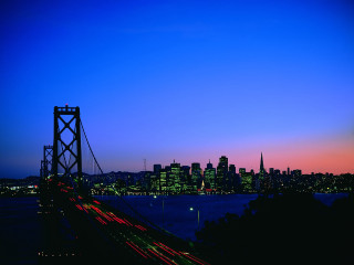 City skyline bridge river night 42 - a bridge and a river free wallpaper