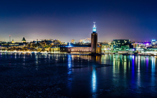 City skyline night clock tower 4 - erlund hudson free wallpaper for desktop