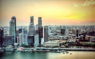 Tokyo sunset cityscape water bridge - adrian zingg free wallpaper